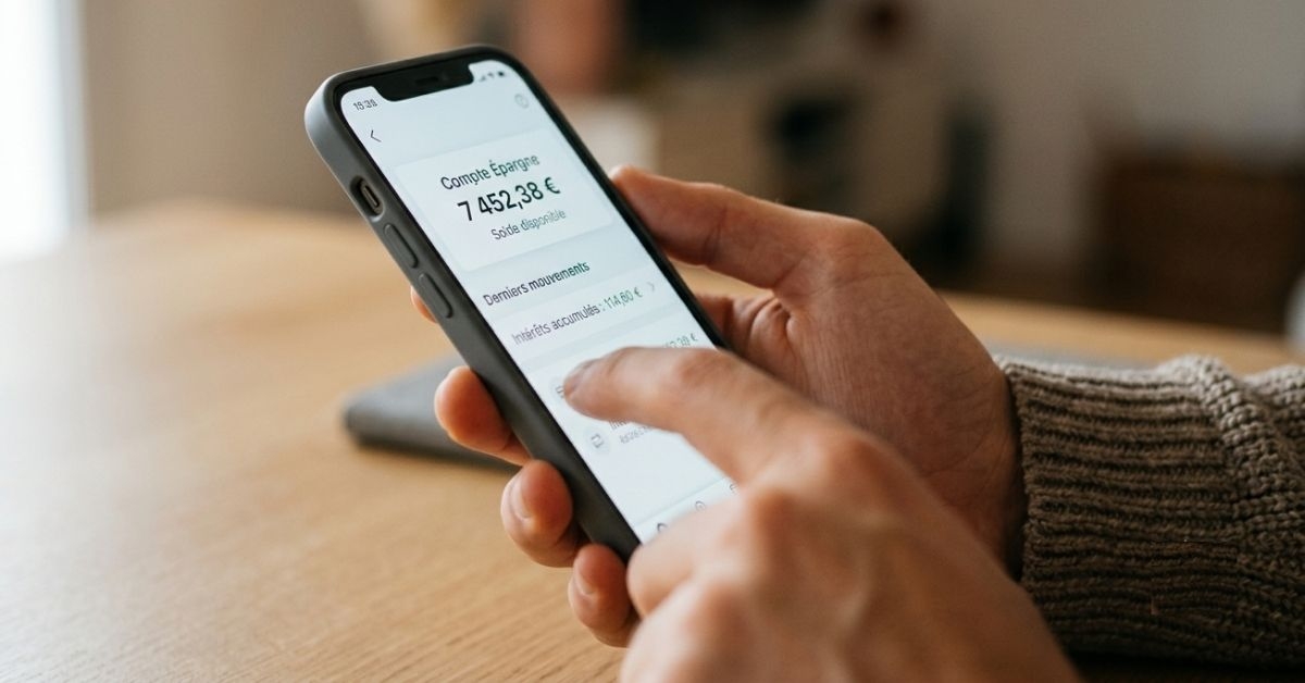 Consultation du solde d'un livret d'épargne sur une application bancaire